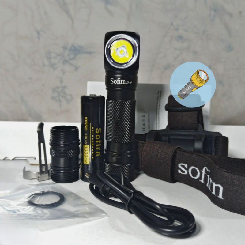 Đèn đeo đầu chính hãng Sofirn SP40 1200lumen sạc thân, đuôi nam châm tiện dụng cho sửa chữa máy móc