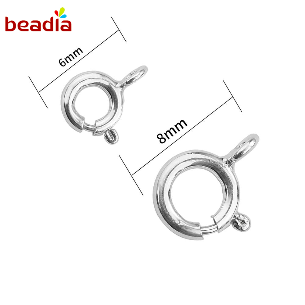 Khóa lò xo Beadia mạ bạc 925 dạng vòng hở có lò xo dùng làm vòng đeo tay/dây chuyền