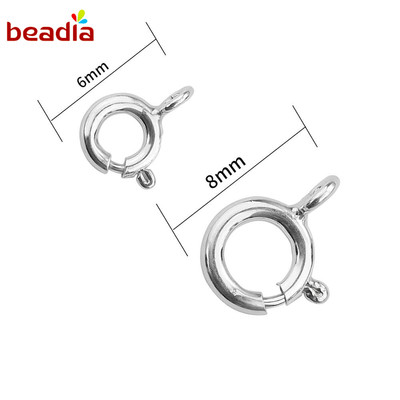 Khóa lò xo Beadia mạ bạc 925 dạng vòng hở có lò xo dùng làm vòng đeo tay/dây chuyền