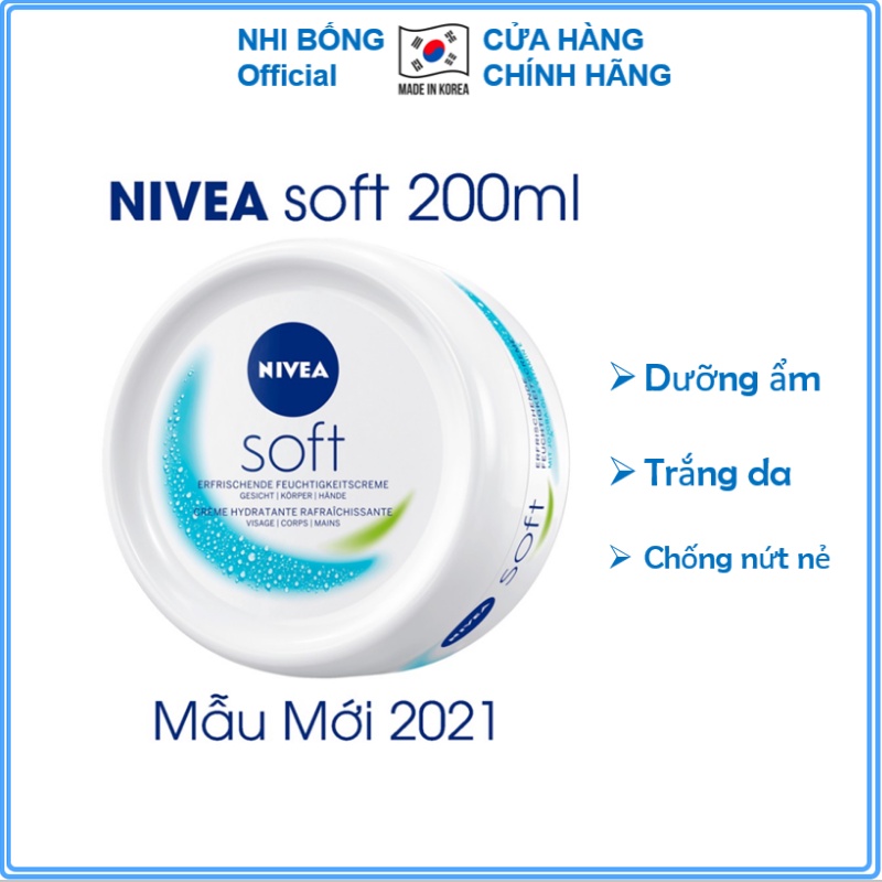 Kem dưỡng ẩm - Kem dưỡng da chuyên sâu NIVEA SOFT giúp làm mềm mịn và cấp ẩm cho da Xuất xứ Đức 200ml