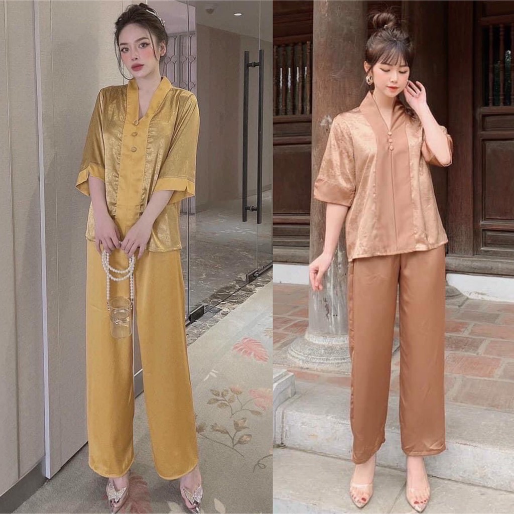Bộ đồ phật tử nữ đi chùa lụa cao cấp