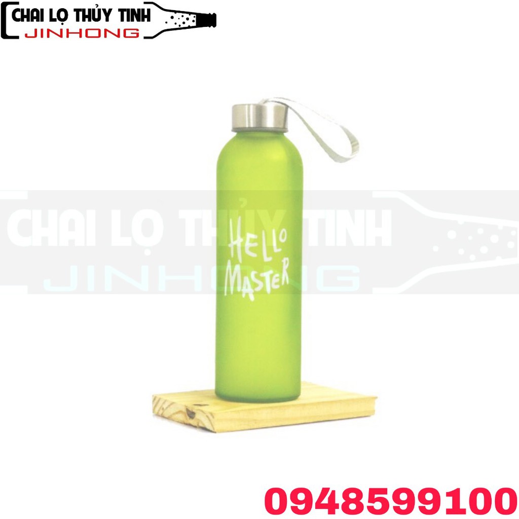 Bình Nước Thủy Tinh Hello Master 500ml Dây xách