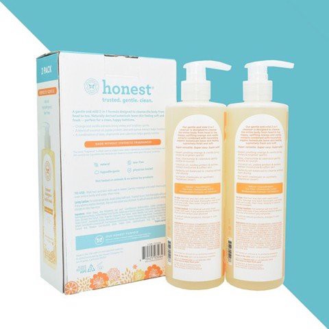 Set 2 chai sữa tắm gội cho bé Honest Shampoo &amp; Body Wash của Mỹ 500ml x 2 chai