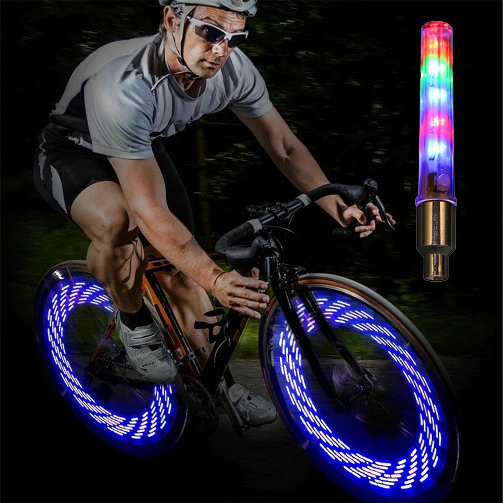 Bộ 2 đèn Led gắn van bánh xe đạp trang trí an toàn lấp lánh