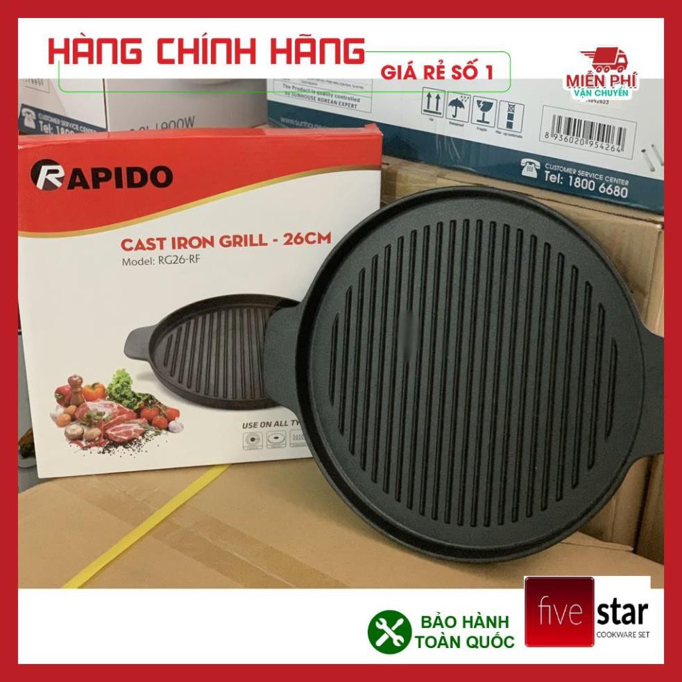 [HÀNG CHÍNH HÃNG] CHẢO NƯỚNG RAPIDO, CHẢO GANG NƯỚNG RAPIDO RG26-RF, RG24-RF DÙNG ĐƯỢC TRÊN MỌI LOẠI BẾP