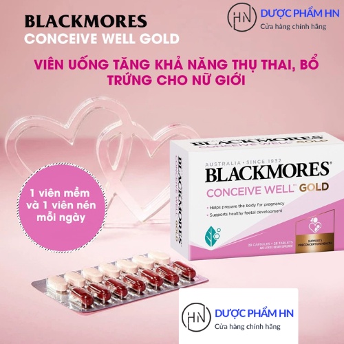 Viên uống tăng khả năng thụ thai Blackmores Conceive Well Gold, Bổ trứng cho nữ giới Duocphamhn92 56 viên