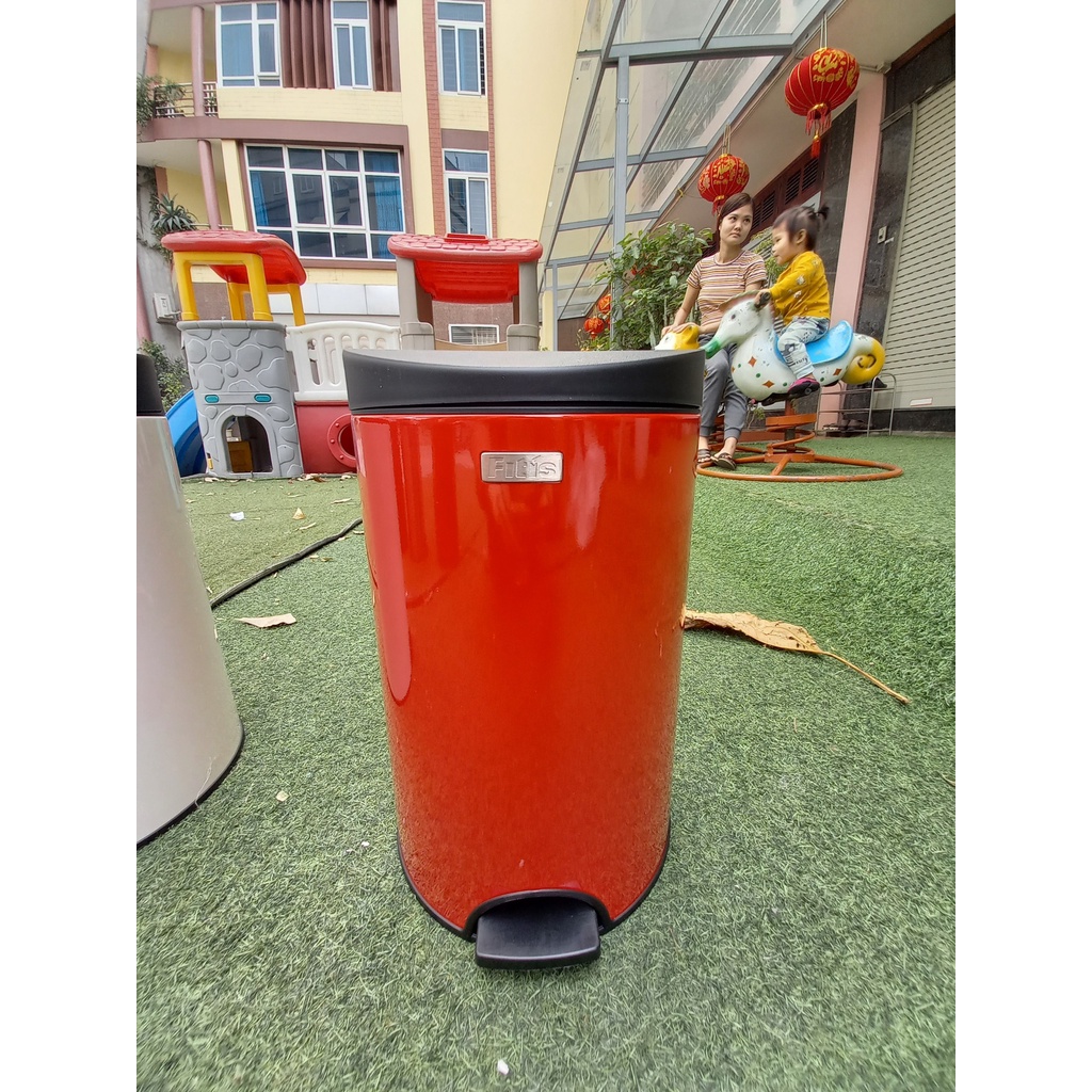 Thùng rác Fitis đỏ, inox fitis sơn tĩnh điện màu đỏ 12L, 15L, 22L