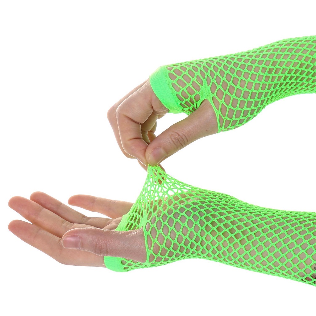 Găng Tay Lưới Hở Ngón Bằng Nylon Màu Xanh Dương Thời Trang