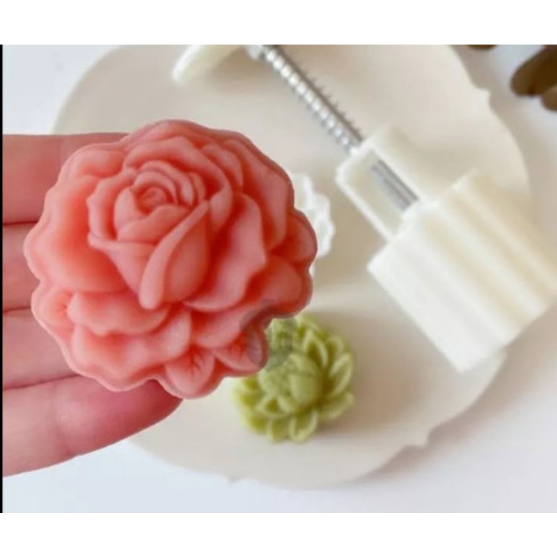 Khuôn trung thu lò xo hoa 3D sen, hồng, cúc