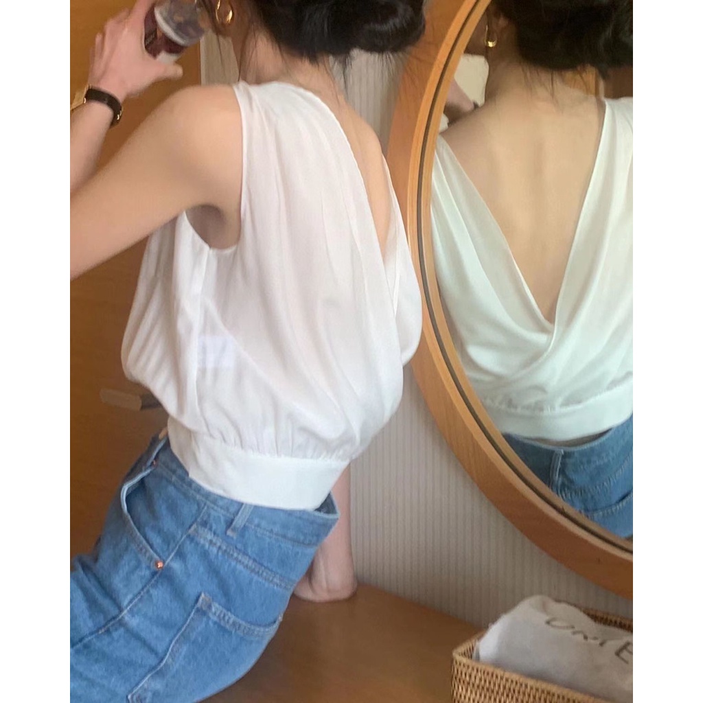 Bán Chạy!Áo Voan Không Tay Chiết Eo Thời Trang Mùa Hè Hàn Quốc 2022 Dành Cho Nữ