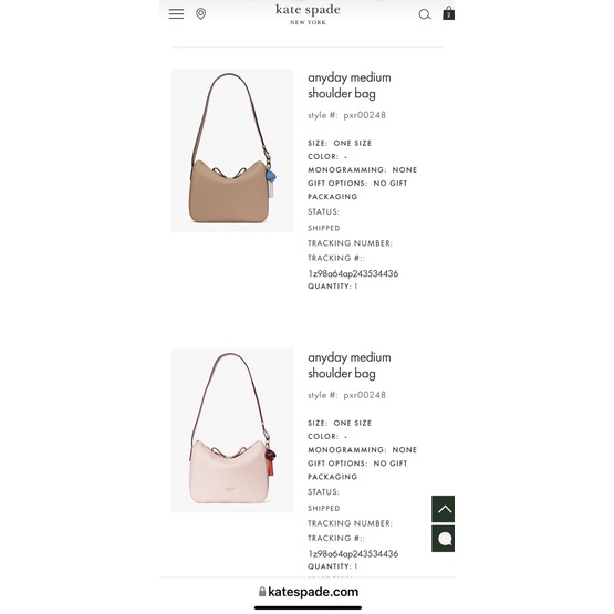 Túi thời trang đeo vai/ đeo chéo Kade Spade có 2 màu hồng và màu nâu vàng