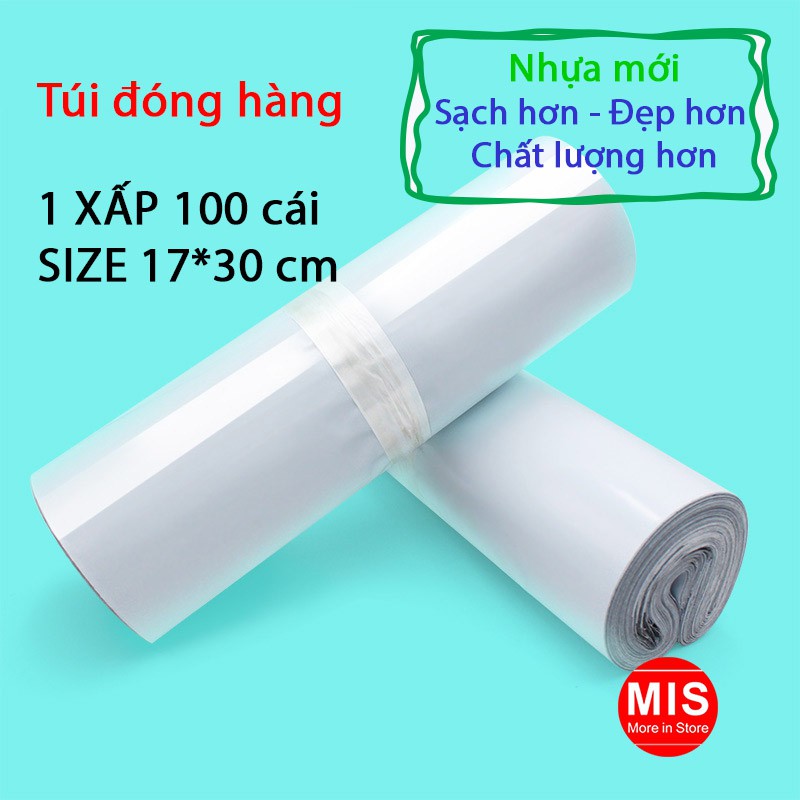 Túi đóng hàng nhựa mới PE màu trắng (chuyên dụng, bảo mật, chống nước) size 17*30 cm
