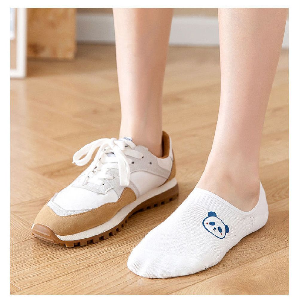Vớ cotton cổ thấp vô hình thoáng khí thấm hút mồ hôi chống trượt in họa tiết hoạt hình cho nữ