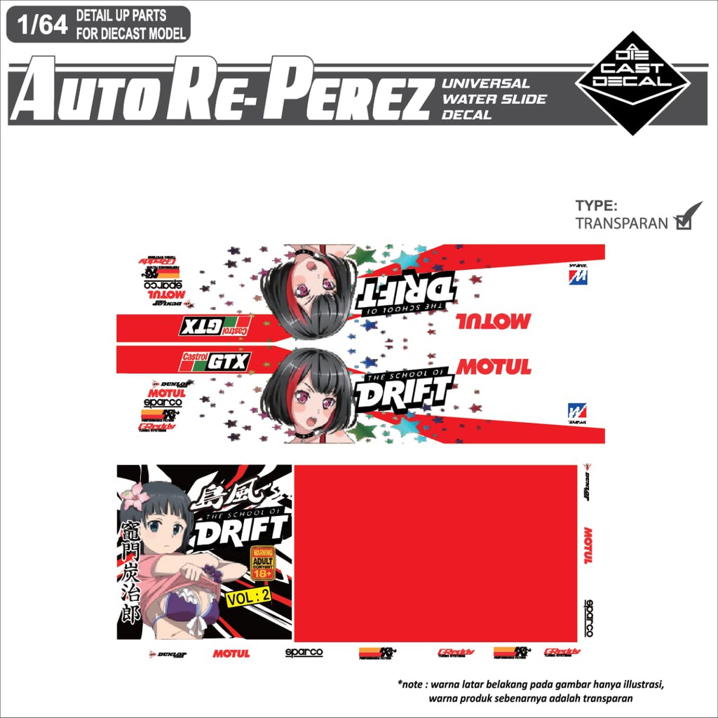 Sticker dán xe hơi hình Anime Ithasa School Of Drift - Universal