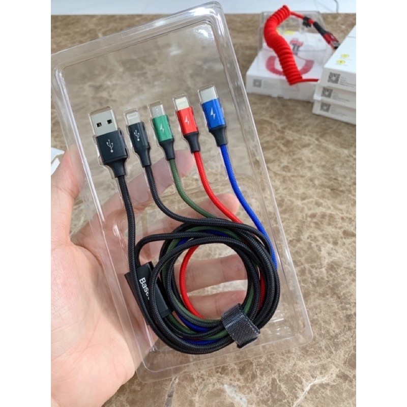 ✔️Chính Hãng ✔️Cáp sạc Nhanh 4in1 Baseus 4 đầu Rapid 3.5A cho IPhone Samsung oppo Xiaomi