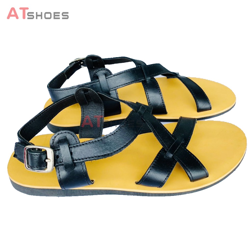 Dép Da Nam Cao Cấp Da Bò Thật Dép Sandal Nam Hàng Thiết Kế Trẻ Trung Đế Caosu Chống Nước Atshoes XDxn205