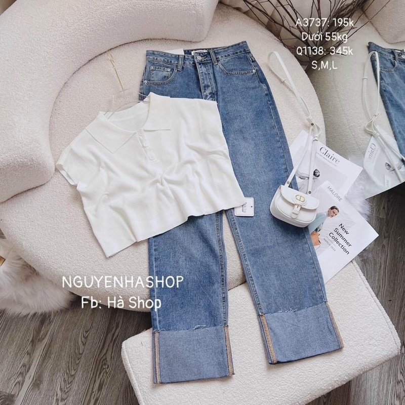 Áo len mỏng cổ đức vai hến form rộng, Áo kiểu cánh dơi tay cộc AL6575 - NhiNhi Shop