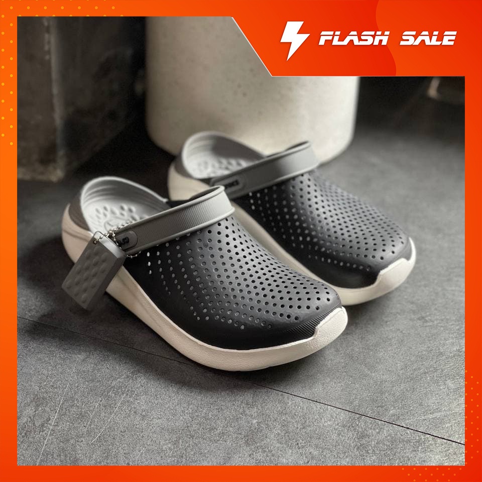 LC - Dép Cross Đen Xám Trắng, Sục Nam Nữ Literide Clog Màu Đen Đi Mưa Cao Cấp - Sấu Vui Vẻ