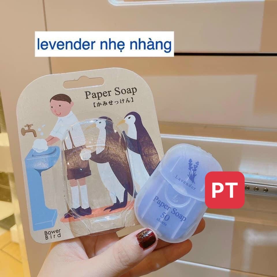 Xà Phòng Giấy Nhật Bản - Hộp 50 Miếng - Rửa Tay, Bỏ Túi Mang Đi Du Lịch, Công Tác, Dã Ngoại