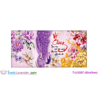 [T-LV3207]Tranh thêu chữ thập Con công Vợ Chồng (92x43cm)