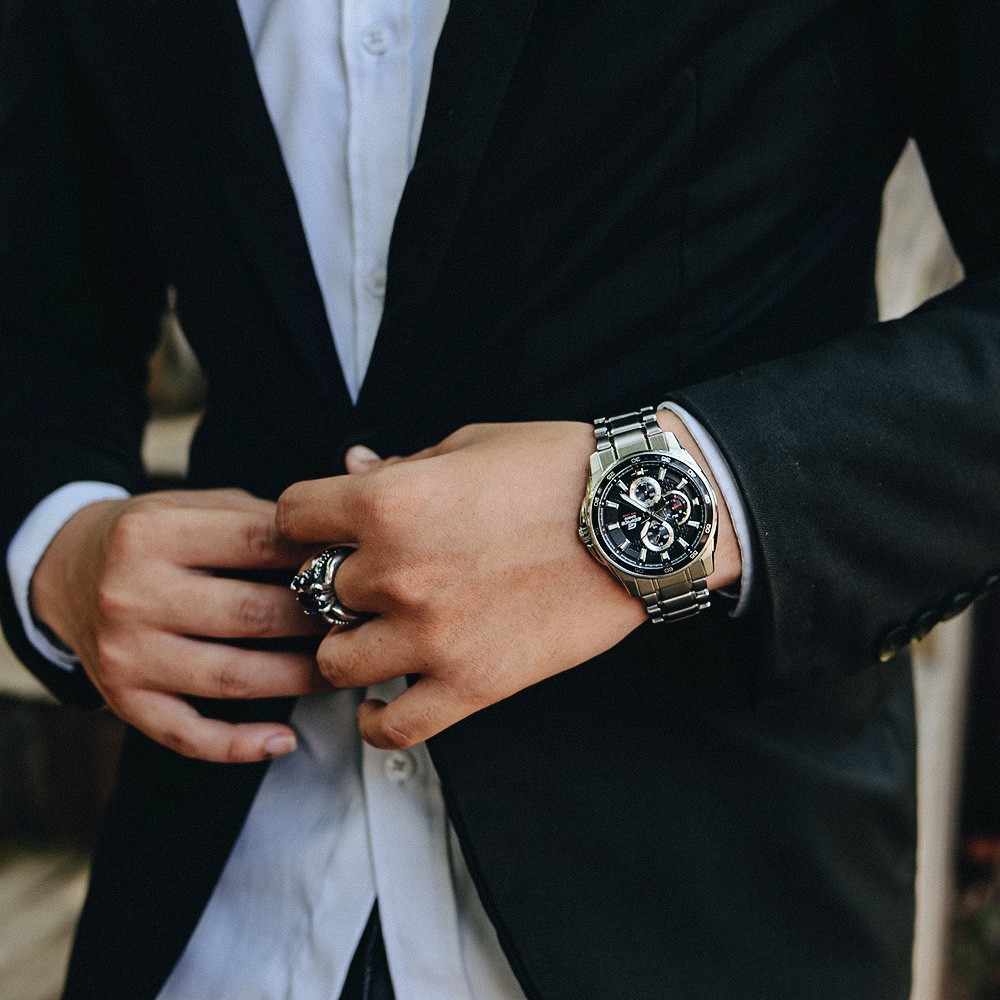 ĐỒNG HỒ NAM CASIO Edifice EF-334D-1AVU 6 Kim - Dây kim loại - chống nước độ sâu 100m