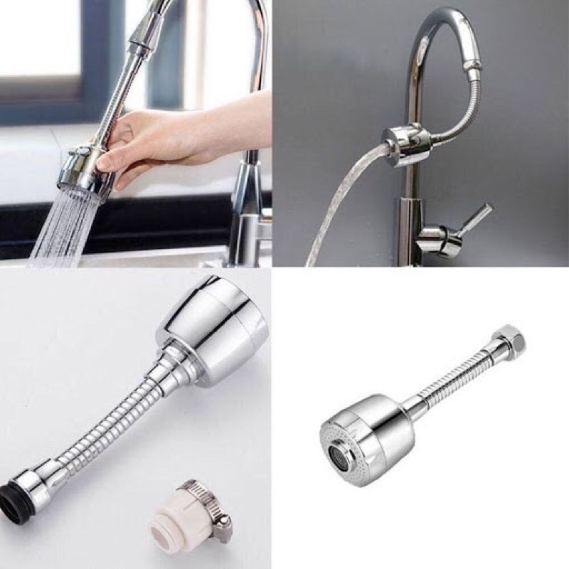 Đầu vòi inox Turbo flex nối vòi rửa bát xoay 360 độ