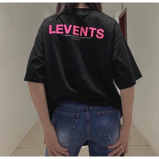 Áo thun Tee Levents XL Logo màu đen chữ hồng chất cotton cao cấp