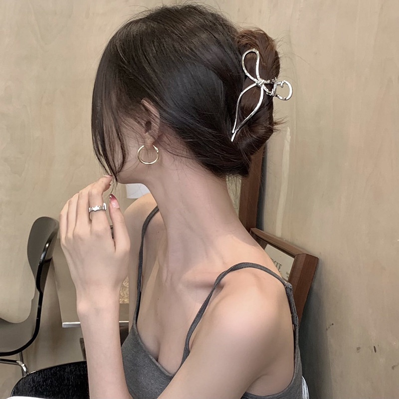 Kẹp Tóc Càng Cua Đính Nơ Kim Loại Đơn Giản Thời Trang Hàn Quốc Cho Nữ