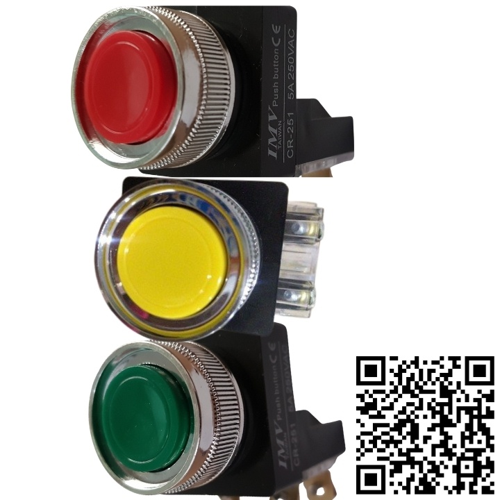 Công tắc nhấn nhả CR-251 đề không đèn phi 25mm màu đỏ, xanh, vàng chất lượng tốt