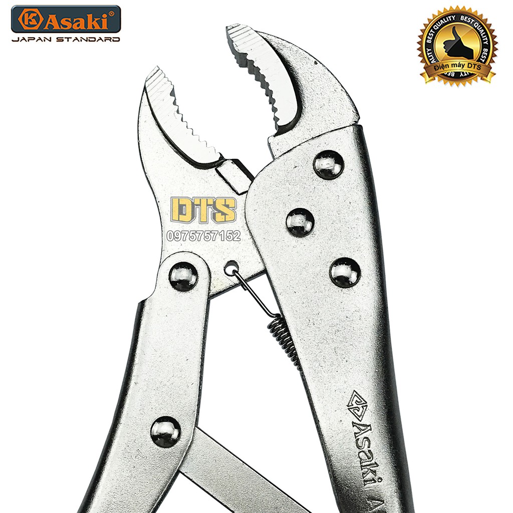 Kìm chết mỏ oval Asaki AK-8255 10 inch/ 250mm, kìm bấm chết thép High Carbon mạ chrome chống gỉ