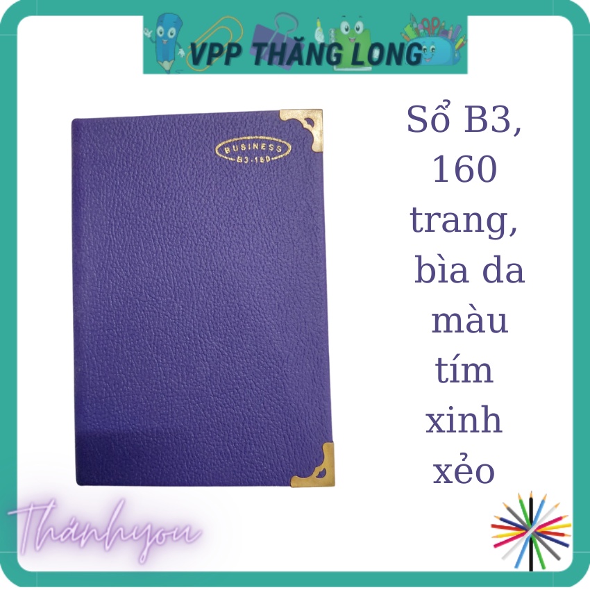 Sổ bìa cứng business B3 160 trang màu tím Hải Tiến