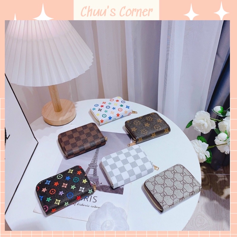 Ví nữ ngắn mini cầm tay da PU, nhỏ gọn bỏ vừa túi xách