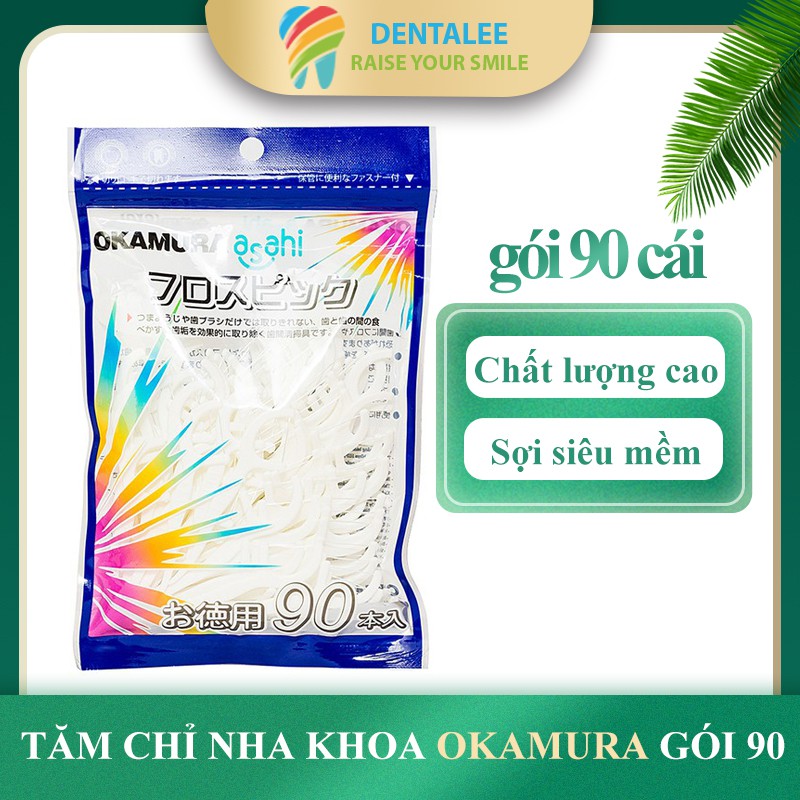 Tăm chỉ nha khoa OKAMURA JAPAN bịch 90 cây DENTALEE tăm nhựa nha khoa chỉ tơ xỉa răng cao cấp giá rẻ chất lượng Nhật Bản