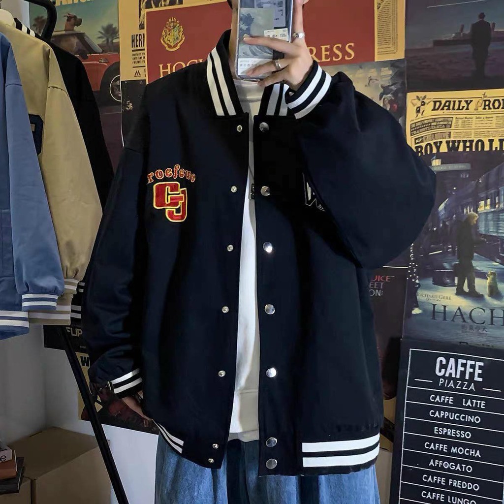 Áo Khoác Dù Nam Bomber Nút Gài Form Rộng GJ Nam Nữ Phong Cách Ulzzang