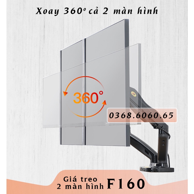 F160 Giá Treo 2 Màn hình máy tính/ Giá đỡ 2 màn hình [Màn Hình 17&quot; - 27&quot;] / Phiên bản F80 2 cánh tay/ Cao cấp hơn M052