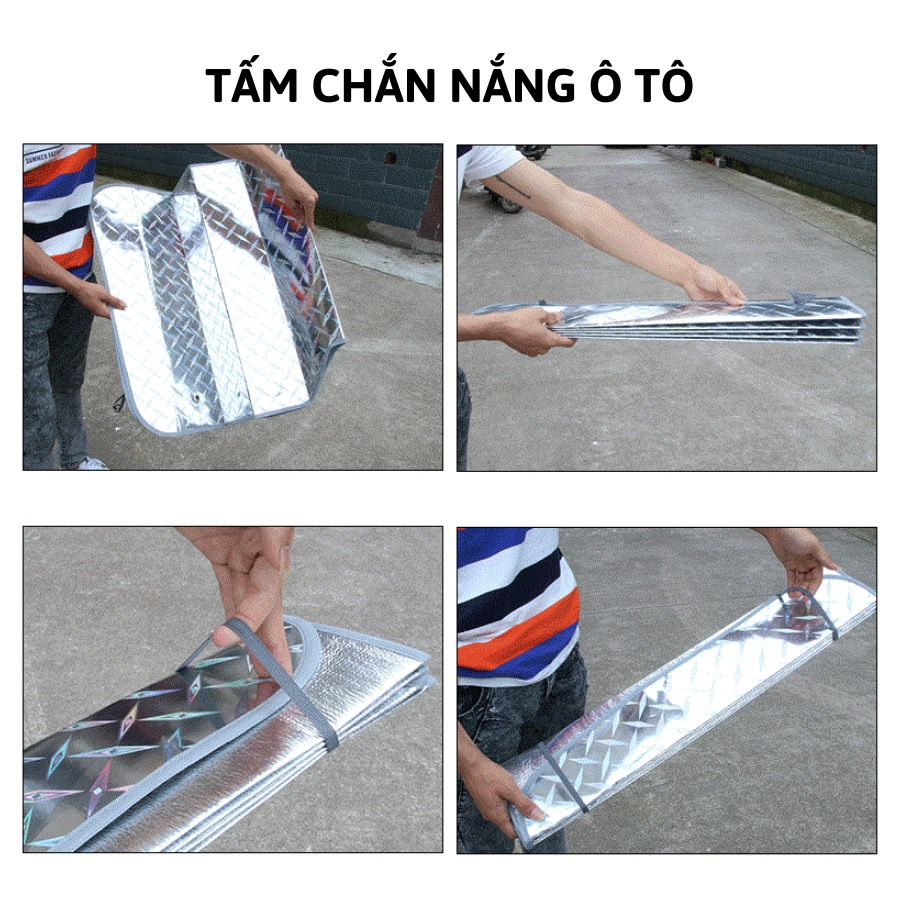 Tấm che nắng ô tô kính lái TCN01, Tấm chắn nắng ô tô 5 lớp tráng bạc phản quang chống nóng tia UV