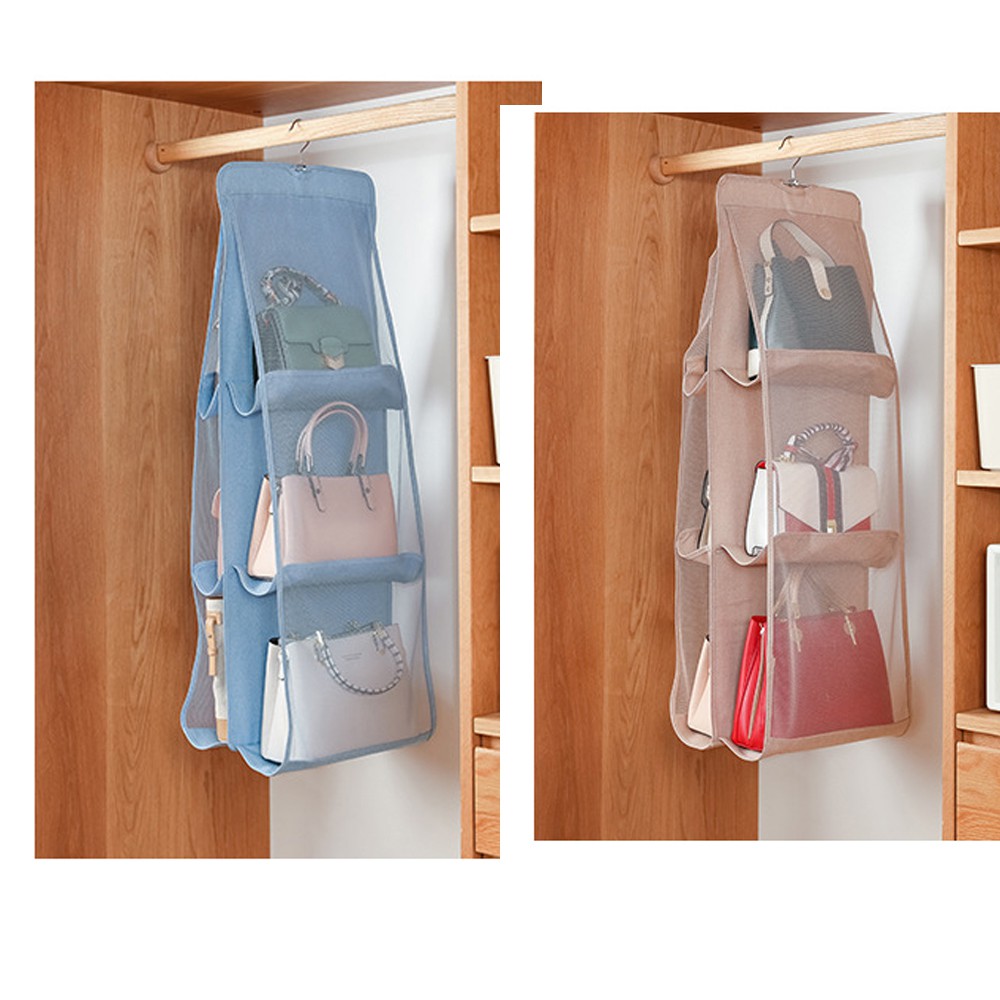 Túi treo đựng giỏ xách 6 ngăn 3 tầng bảo quản túi xách, phụ kiến chống bụi bẩn(GIAO MÀU NGẪU NHIÊN)