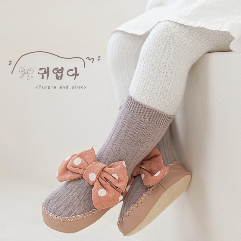 Vớ Công Chúa Chống Trượt Đính Nơ Họa Tiết Chấm Bi Ngọt Ngào Phong Cách Hàn Quốc Cho Bé Gái Tập Đi