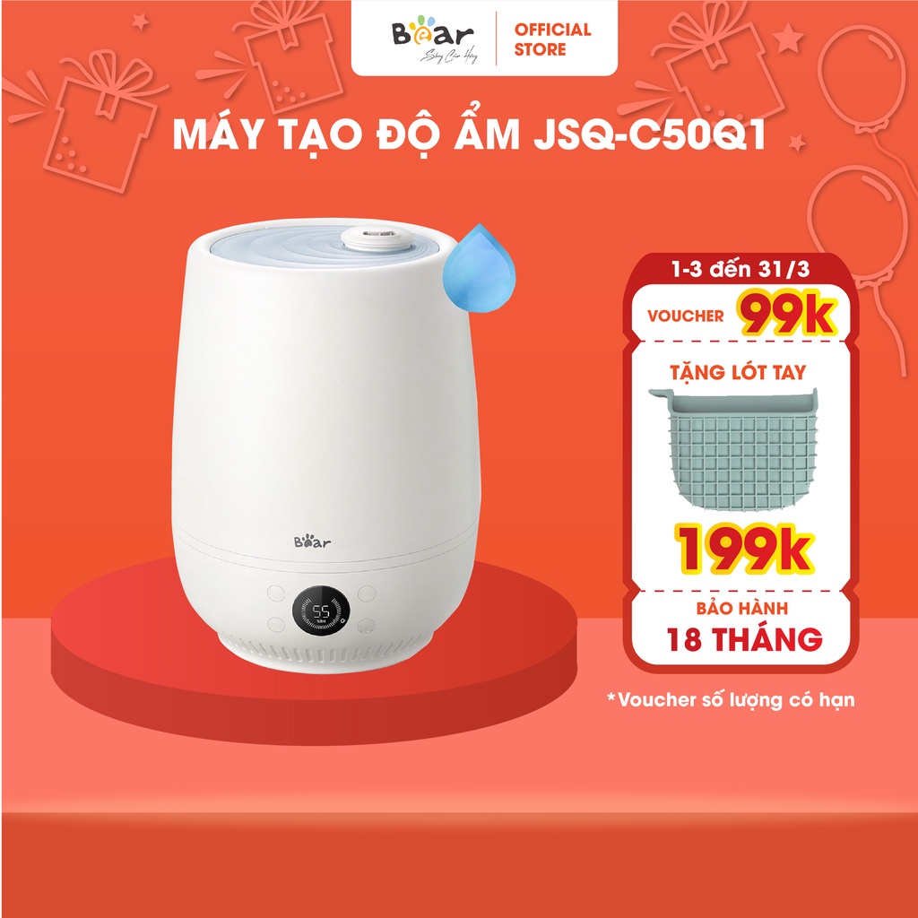 [Tặng quà 199k] Máy phun sương tạo ẩm Bear JSQ-C50Q1 - Bản Quốc Tế - máy mini làm ẩm không khí - Bảo hành chính hãng