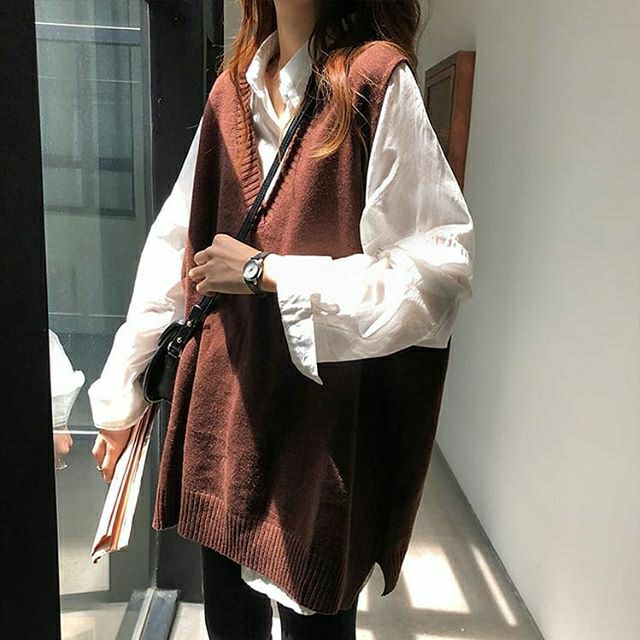 Hàng Sẵn_ Áo gile nữ trơn phong cách Hàn Quốc ulzzang