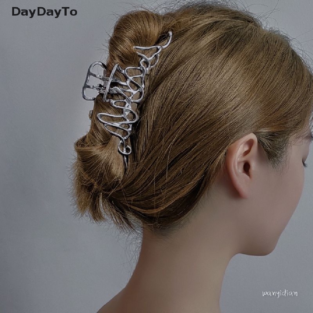 Daydo Kẹp Tóc Móng Vuốt Lớn Bằng Kim Loại Dạng Lỏng Bất Đối Xứng Cá Tính