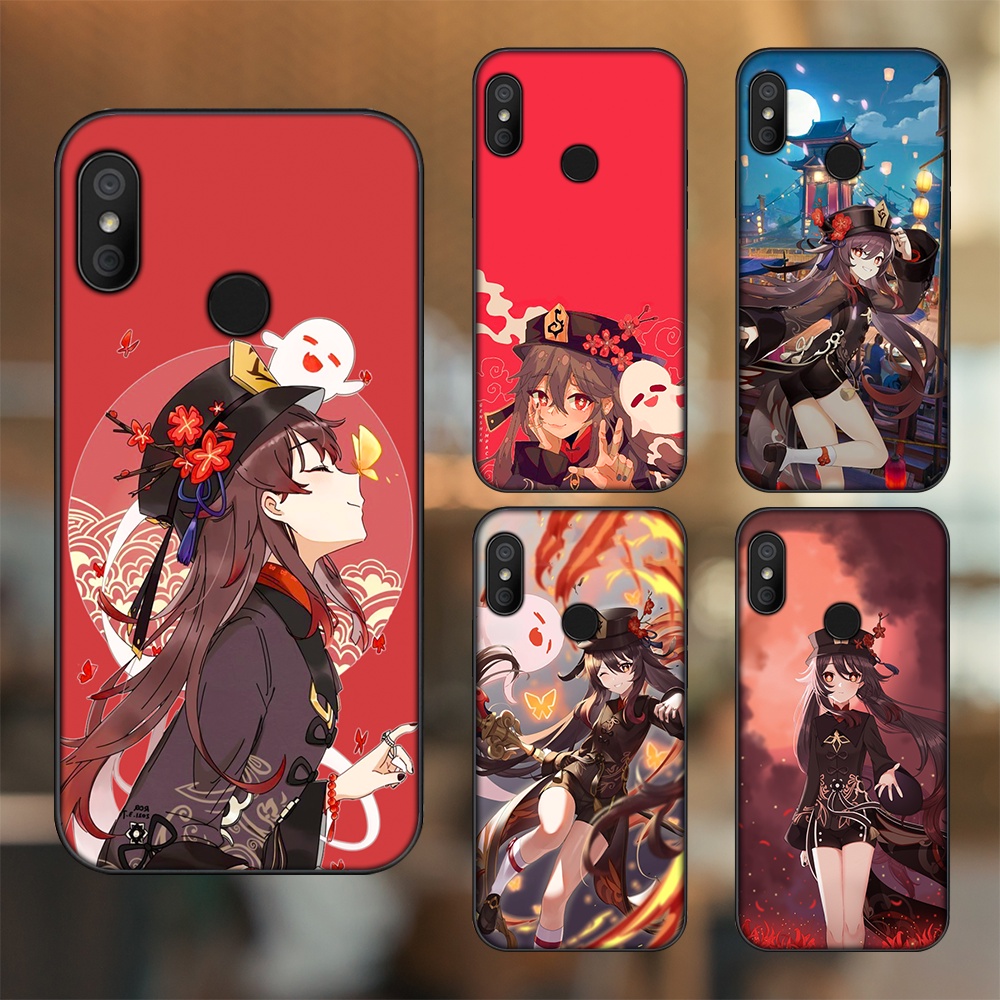 Ốp lưng Xiaomi Redmi 6 Pro, Mi A2 Lite viền đen in hình Hutao Genshin Impact