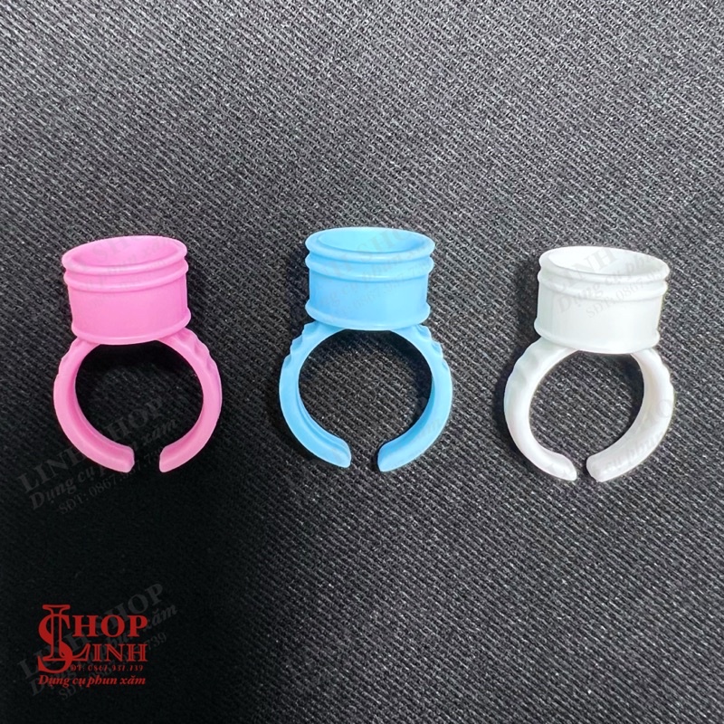 (Bịch 100cái) Nhẫn đựng mực size trung, nhẫn nhựa đựng keo nối mi
