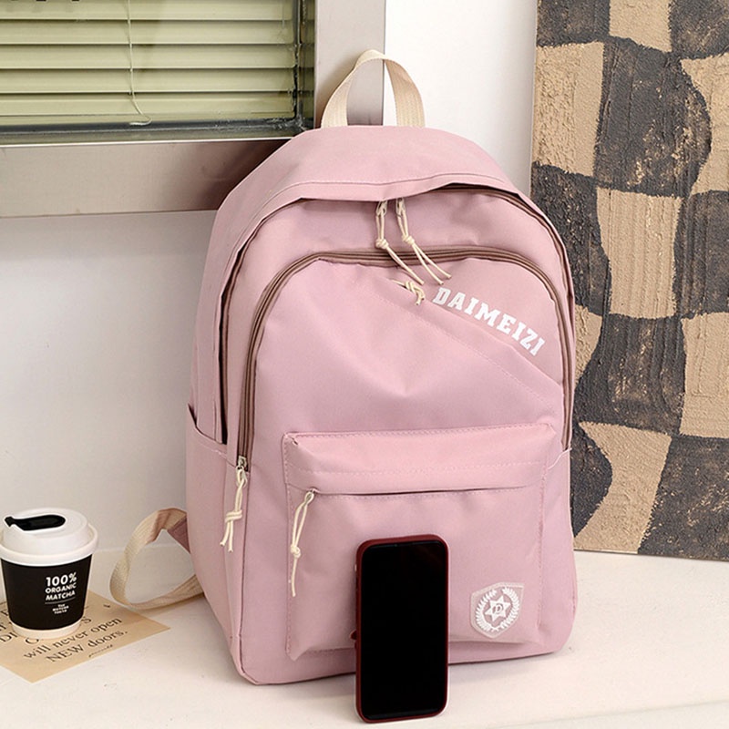 Ba lô đi học IELGY cỡ lớn màu trơn dễ thương cho nữ