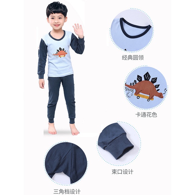 Bộ Đồ Ngủ Cotton Tay Dài 100-160cm Thời Trang Xuân Thu Cho Bé