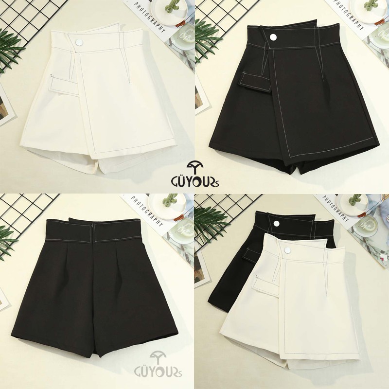 Quần giả váy cạp chéo viền chỉ nổi vải tuyết mưa cao cấp GUYOURs CVN111 | BigBuy360 - bigbuy360.vn