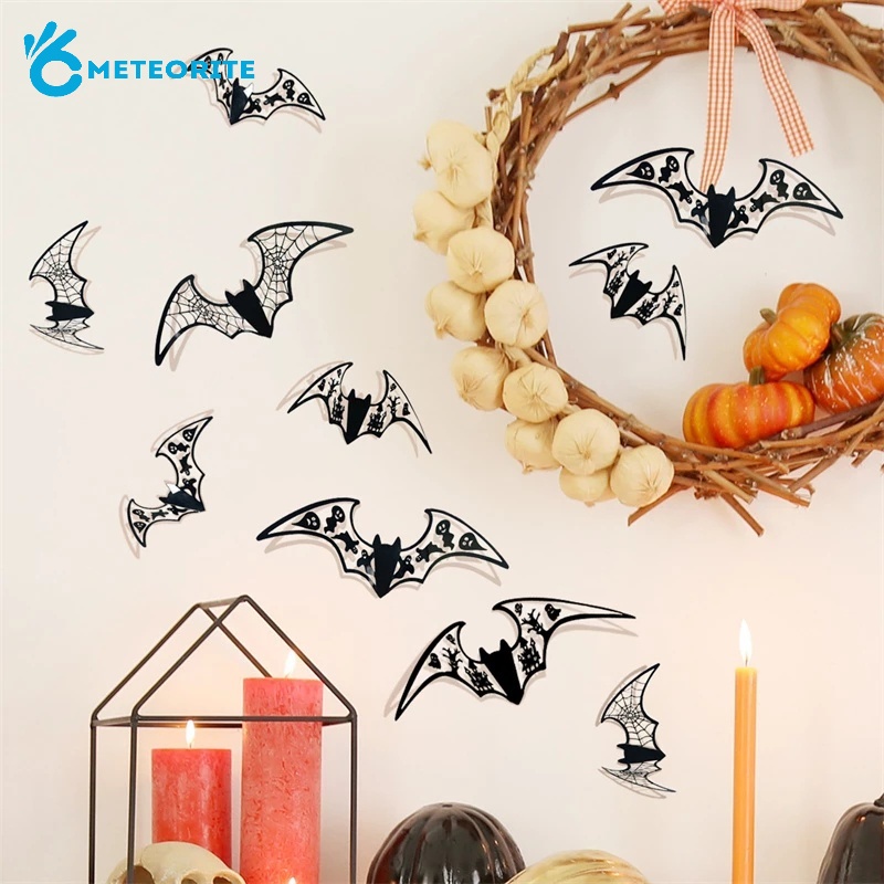 Set 12 Sticker Dán Tường Hình Dơi 3D Trang Trí Halloween