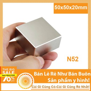 Nam châm đất hiếm 50x50x20mm mạ Niken N52 tính từ cực mạnh
