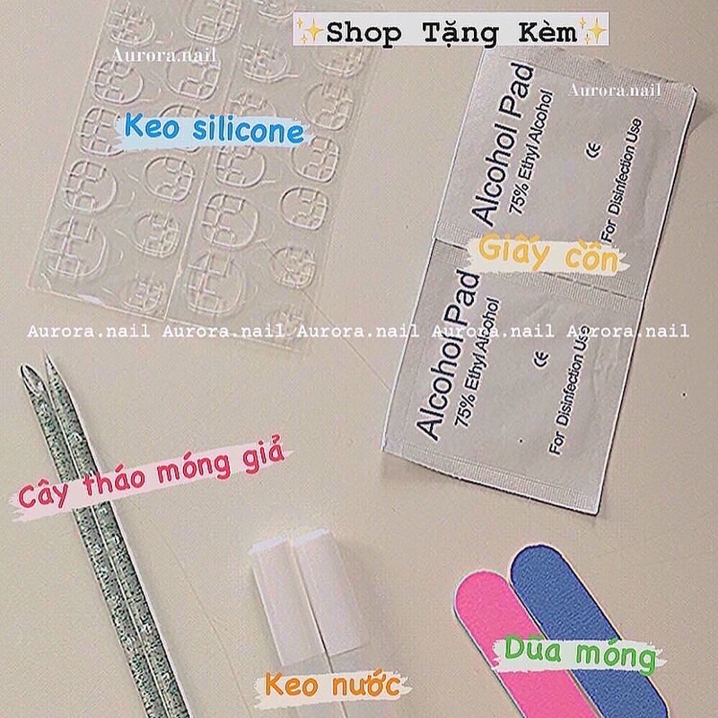 Set 24 móng tay giả hoạ tiết dễ thương trending tặng dũa