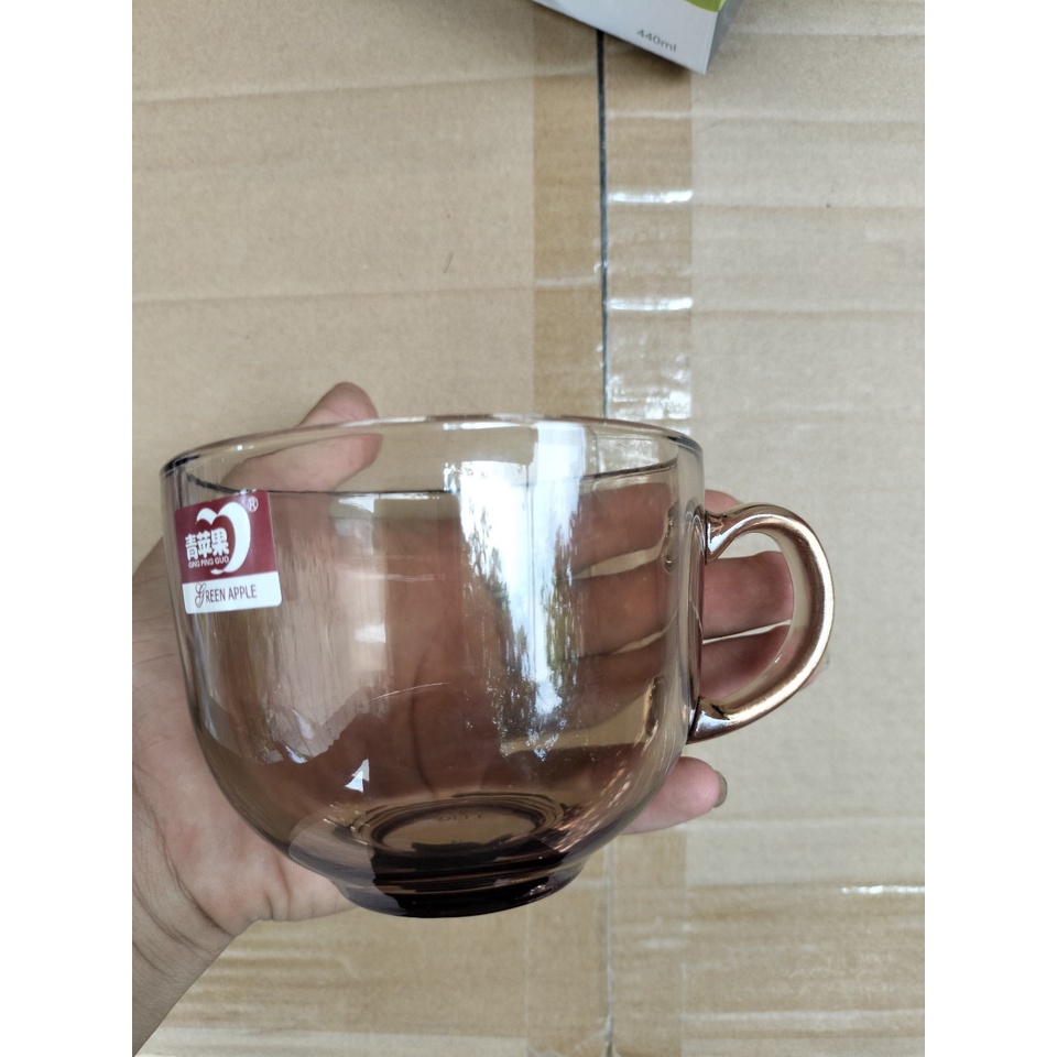 Cốc hổ phách thủy tinh 480ml to, Ly thủy tinh màu hổ phách 480ml to